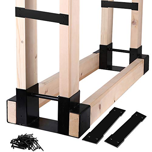 MOFEEZ Outdoor Firewood Log Storage Rack Bracket Kit,Fireplace Wood Storage Holder-Adjustable to Any Length von MOFEEZ