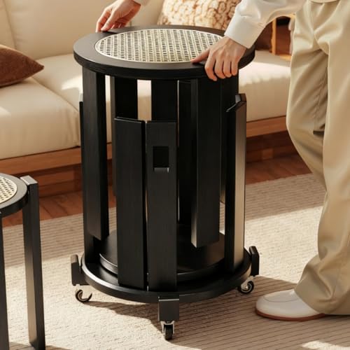 MOFGOE 4-in-1-Bambus-Nesthocker mit Rädern, runde 18-Zoll-Nesttische, multifunktionale Sitze, 18-Zoll-Holzhocker mit runder Oberseite zur einfachen Aufbewahrung,Schwarz MOFGOE 4-in-1-Bambus-Nesthocker mit Rädern, runde 18-Zoll-Nesttische, multifunktionale Sitze, 18-Zoll-Holzhocker mit runder Oberseite zur einfachen Aufbewahrung,Schwarz von MOFGOE