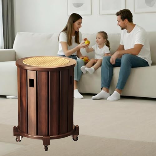 MOFGOE Beistelltische mit Hockern, 4-in-1-Beistelltische aus Bambus mit Rollen, 18-Zoll-Hocker aus Holz mit runder Platte für Küche, Wohnzimmer, Bar, Wohnheim,Walnut MOFGOE Beistelltische mit Hockern, 4-in-1-Beistelltische aus Bambus mit Rollen, 18-Zoll-Hocker aus Holz mit runder Platte für Küche, Wohnzimmer, Bar, Wohnheim,Walnut von MOFGOE