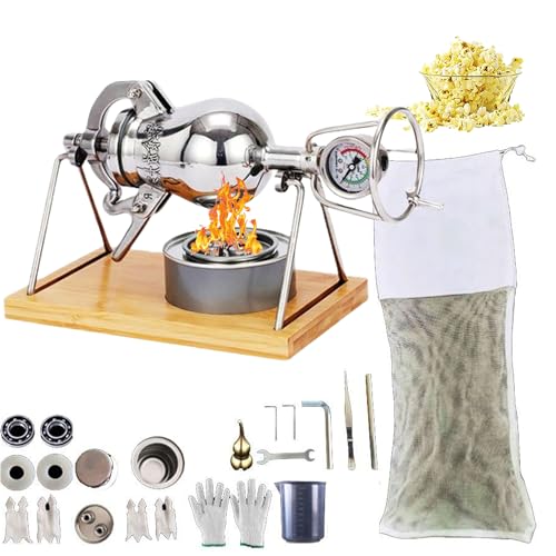 MOFGOE Chinesische Popcornmaschine, Hochdruck-Popcornmaschine, Popcorn-Popper aus Edelstahl, mit Manometer, Überdruckventil, für Heimkino-Partyspiele,500ml von MOFGOE