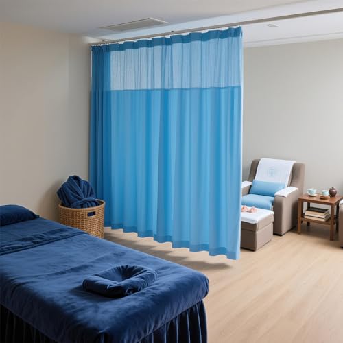 MOFGOE Krankenhausvorhang, hängende medizinische Sichtschutz-Raumteiler-Kabinenvorhänge, extra breiter Verdunkelungsvorhang mit flexiblen Schienen, für das SPA-Labor,Blau von MOFGOE