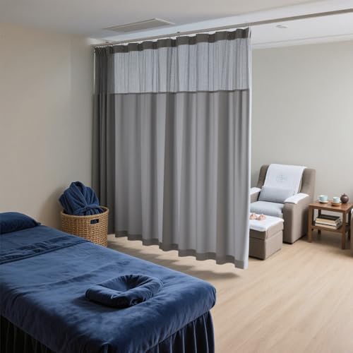 MOFGOE Krankenhausvorhang, hängende medizinische Sichtschutz-Raumteiler-Kabinenvorhänge, extra breiter Verdunkelungsvorhang mit flexiblen Schienen, für das SPA-Labor,Grau MOFGOE Krankenhausvorhang, hängende medizinische Sichtschutz-Raumteiler-Kabinenvorhänge, extra breiter Verdunkelungsvorhang mit flexiblen Schienen, für das SPA-Labor,Grau von MOFGOE