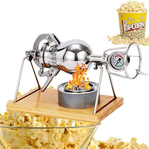 MOFGOE Vintage-Popcorn-Maschine, Hochdruck-Popcorn-Maschine, Edelstahl-Popcorn-Maschine, großer Popcorn-Druck-Popper, für Heimkino-Party-Spielzimmer,500ml von MOFGOE