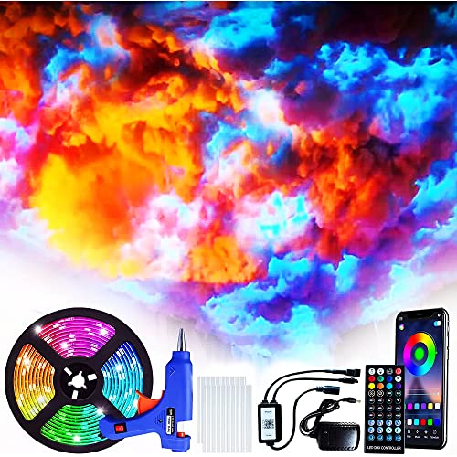 MOFGOE Wolken-LED-Lichter für Schlafzimmer, Wolken für die Decke, Flauschige LED-Lichter, Deckenwolken mit Lichtern, für Gaming-Raum, Party, Club, Bar,4m² von MOFGOE