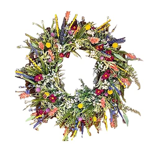 Frühlings-/Sommer-Türkranz, künstliche Wildblumen-Girlande, dekorative Mehrzweck-Girlande, bunter Frühlings-Sommerkranz für Türen, Wand, Innen- und Außendekoration (35 cm) von MOFIC