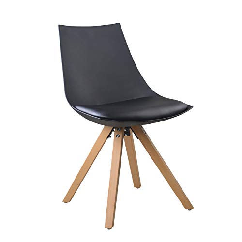 MOG Stuhl Esszimmerstuhl Stuhlgruppe Küchenstuhl mit Kunstlederkissen und Beine aus Buchenholz 2er 4er 6er Set (Schwarz, 2er Set) von MOG