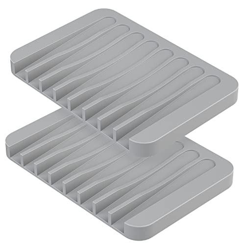 MOGADEE® 2 Stück Grau Seifenschale Silikon, Seifenschale mit Ablauf, Seifenhalter Silikon für Badezimmer Dusche Rutschfreies Design Seifenablage für Bad Küche Zähler von MOGADEE