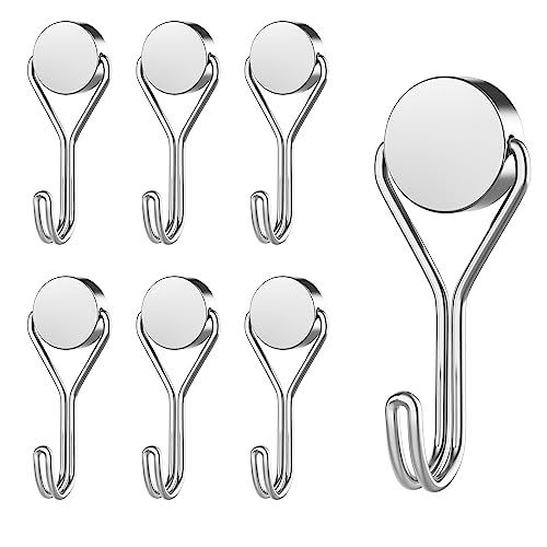 MOGADEE® Magnethaken, 6 Stück Magnethaken Silber Extra Stark für Küche, Gadgets, Schlafzimmer, Schließfächer, Büro, Kühlschränke, Aufhängen Dekorative Lichter, Grill, Gartenwerkzeugen - 16G von MOGADEE