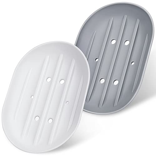 MOGADEE® Seifenschale, 2 Stück Seifenschale Silikon, Seifenhalter Silikon für Badezimmer Dusche Rutschfreies Design Seifenablage für Bad Küche Zähler, einfache Reinigung, Keep Seife Bars Dry & Clean von MOGADEE