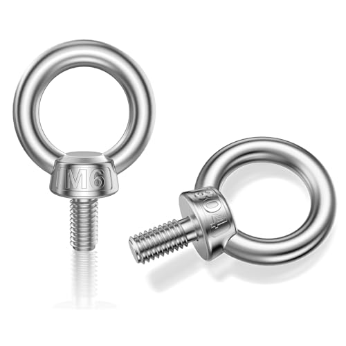 MOGADEE® Ringschraube M6, 10 Stück 304 Edelstahl Augenbolzen, Ring Augenbolzen Runde Ringbolzen, Außengewinde Ringschraube for Befestigen Sie Hängende Ornamente, Blumentöpfe, Schaukelständer von MOGADEE