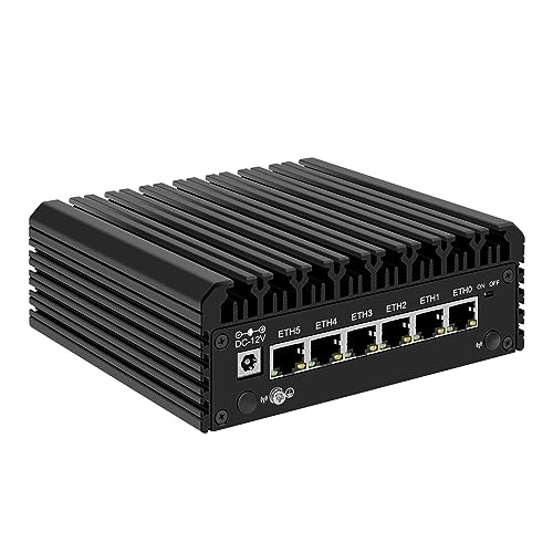 MOGINSOK 6 x 2,5 GbE Intel I226V Firewall Appliance Lüfterloser Mini-PC, 12. Generation Intel N100 (4C/4T bis zu 3,4 GHz) Mini Computer Firewall Router 16 GB DDR5 RAM 256 GB PCIE 3.0 SSD TDP 6 W USB von MOGINSOK