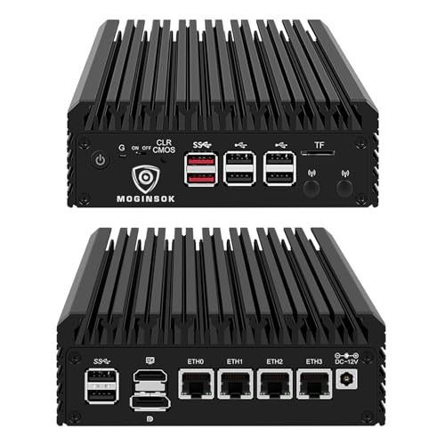 MOGINSOK Firewall Appliance 2.5Gbe, N100 (4C/4T up to 3.4GHz) Fanless Mini PC Router with 4xIntel I226-V Nics 8GB DDR5 Ram 128GB PCIE 3.0 SSD Support AES-NI von MOGINSOK