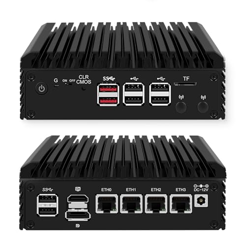 MOGINSOK N305(up to 3.8GHz) 2.5GbE Firewall Appliance Mini PC, 4X I226V Nics Fanless Mini Computer Router 16GB DDR5 Ram 1TB PCIE 3.0 SSD Support PFsense OPNsense AES-NI von MOGINSOK