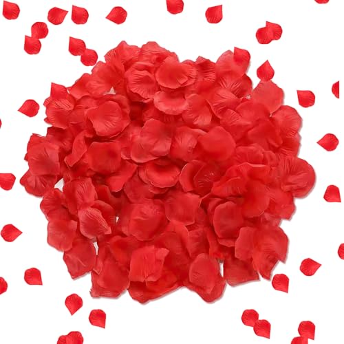 MOGITO 1200 stück Künstliche Rosenblätter, Deko Rosenblätter Rot, Künstliche Rosen Blütenblätter für Hochzeit, Valentinstag, Geburtstag, Romantische Atmosphäre von MOGITO