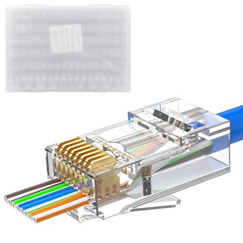 MOGOOD Cat6 Pass Through Connectors 10Gbps, 50 Stück Ethernet Modular Cat6 Stecker, RJ45 Stecker für Feste Oder Verseilte S/FTP Kabel MOGOOD Cat6 Pass Through Connectors 10Gbps, 50 Stück Ethernet Modular Cat6 Stecker, RJ45 Stecker für Feste Oder Verseilte S/FTP Kabel von MOGOOD