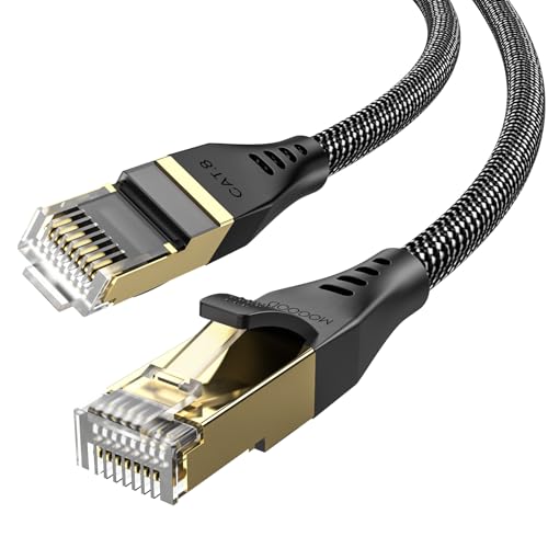 MOGOOD Cat 8 Ethernet Kabel, 5M 40Gbps/2000Mhz Hochgeschwindigkeits-Netzwerkkabel, STP RJ45 Gigabit Gold überzogenes Patchkabel Cat-8 Lan Internet Kabel für PS4/5, Xbox, Modem von MOGOOD