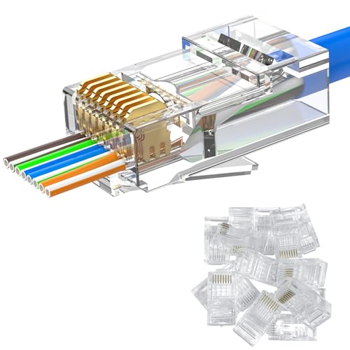 MOGOOD RJ45 Gerader Stecker, 10 Stück Cat 6 Ungeschirmter Ethernet Stecker, Vergoldeter Vrimpter LAN Netzwerkstecker, Geeignet für Feste oder Verdrillte UTP Ethernet Kabel MOGOOD RJ45 Gerader Stecker, 10 Stück Cat 6 Ungeschirmter Ethernet Stecker, Vergoldeter Vrimpter LAN Netzwerkstecker, Geeignet für Feste oder Verdrillte UTP Ethernet Kabel von MOGOOD
