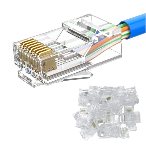 MOGOOD RJ45 Stecker 10Gbps, 30 Stück Ungeschirmter Cat6 Stecker, Vergoldeter Ethernet Netzwerk Endstecker, Cat6 ernet Anschluss, RJ45 Crimpstecker für Cat5E, Cat5 Verlegekabel von MOGOOD