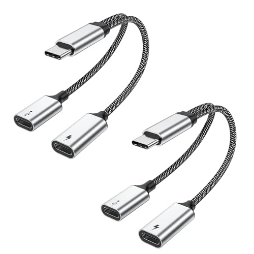 MOGOOD USB C Splitter USB C auf USBC Buchse Adapter Typ C Y Splitter Kabel (Nicht für Monitor) C Stecker auf 2 C Buchsen Kabel Doppel Typ C Anschluss Hub Typ C Lade Split Adapter für Mac,Laptop von MOGOOD