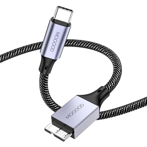 MOGOOD USB C auf Micro USB 3.0 Kabel (0.5m), Typ C 3.0 zu Micro USB 3.0 Festplattenkabel USB C Stecker auf Micro B Stecker Kompatibel Seagate, WD, Toshiba, Portable Externe Festplatte,Kamera und mehr von MOGOOD