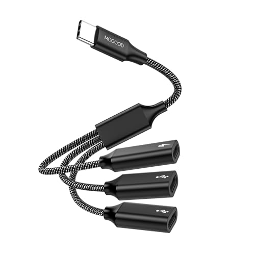 MOGOOD USB C auf USB C Buchse Adapter Y Kabel USB Splitter, USB C Stecker auf 3 USB-C Buchse Kabel Konverter, 3 USB C Ports Ladegerät Hub Netzteil Splitter für Laptop (Nicht für Monitor) von MOGOOD