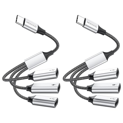 MOGOOD USB C auf USB C Buchse Adapter Y Kabel USB Splitter, USB C Stecker auf 3 USB-C Buchse Kabel Konverter, 3 USB C Ports Ladegerät Hub Netzteil Splitter für Laptop (Nicht für Monitor) von MOGOOD