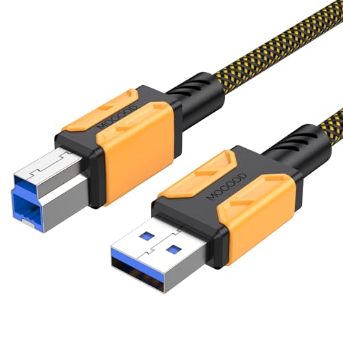 MOGOOD USB zu B Drucker Kabel 3.0, Superspeed Datenübertragung Typ A zu B 3.0, Typ A Stecker zu USB B 3.0 Stecker für Docking Station, externe Festplatten, Scanner, Drucker und mehr (2M/6.6ft) von MOGOOD