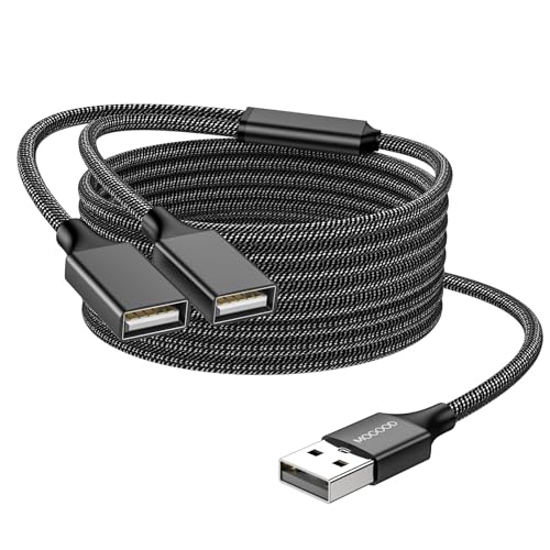 USB verlengkabel, USB-Splitter USB-A-stekker naar 2 aansluitingen, verlengkabel, duurzame USB-splinterkabel, nylonvlechtwerk, snelle gegevensoverdracht, compatibel met Printer, flashdrive von MOGOOD