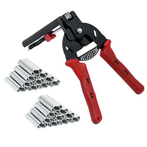 MOGOULUA Hog Ringzangen Set Haustierkäfig Zange mit 1200 Stück Zaunzange Ringe Clip Automatische Zaun Zange für Matratzen Auto Kissen Sofas Zäune Pet Käfige Installation Equipment Tool (Rot) von MOGOULUA