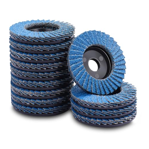 MOGRQAP 12 Stück 50mm Fächerscheiben, Feine Oberfläche Fächerscheibe 60 Korn Winkelschleifer Chleifmopteller Schleifscheiben Flap Disk für Metall Holz Stahl von MOGRQAP