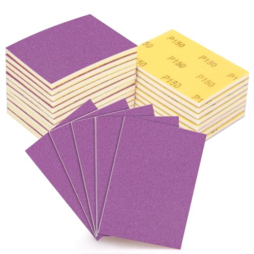 20 Stück 150 Körnung Schleifschwamm Set, Schleifpads Weicher Schaumstoff Handschleifblock Nass Trocken Schleifpapier für Holz Metall Trockenbau Möbel Farbe Polieren von MOGRQAP
