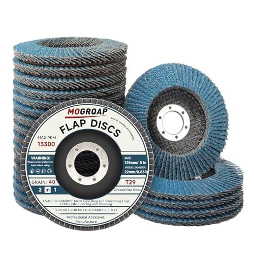 MOGRQAP 20 Stück 125mm Fächerscheiben, Feine Oberfläche Fächerschleifer 40 Körnung Winkelschleifer Chleifmopteller Schleifscheiben Flap Disk für Metall Holz Stahl MOGRQAP 20 Stück 125mm Fächerscheiben, Feine Oberfläche Fächerschleifer 40 Körnung Winkelschleifer Chleifmopteller Schleifscheiben Flap Disk für Metall Holz Stahl von MOGRQAP