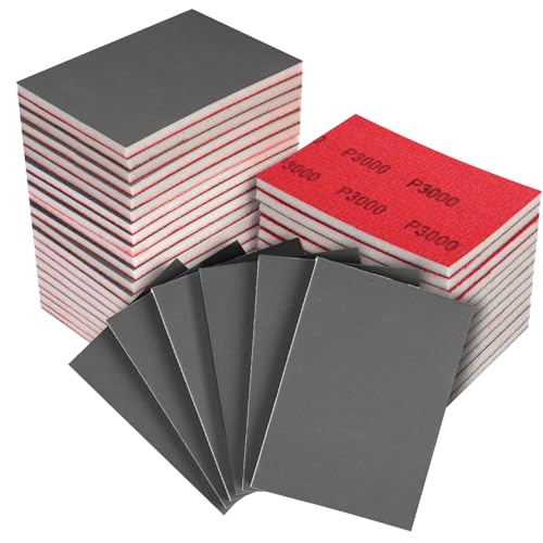 MOGRQAP 3000 Körnung Weich Schleifschwamm Set, 32 Stück Flexibles Schleifpads 100 x 70mm Nass Trocken Schleifpapier Wiederverwendbare Handschleifblöcke für Holz Trockenbau Metall Polieren von MOGRQAP