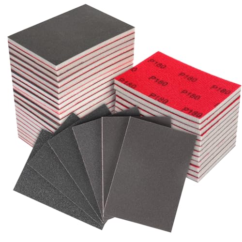 MOGRQAP Weich Schleifschwamm Set, 24 Stück Flexibles Schleifpads Körnung P180-P1000 Nass Trocken Schleifpapier Wiederverwendbare Handschleifblöcke für Holz Trockenbau Metall Polieren(100 x 70mm) von MOGRQAP