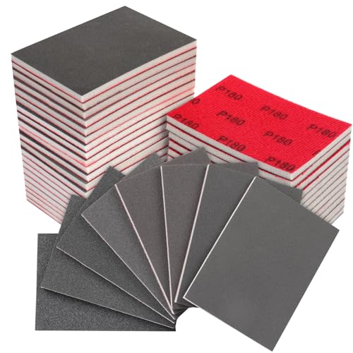 MOGRQAP Weich Schleifschwamm Set, 32 Stück Flexibles Schleifpads Körnung 180-3000 Nass Trocken Schleifpapier Wiederverwendbare Handschleifblöcke für Holz Trockenbau Metall Polieren(100 x 70mm) von MOGRQAP