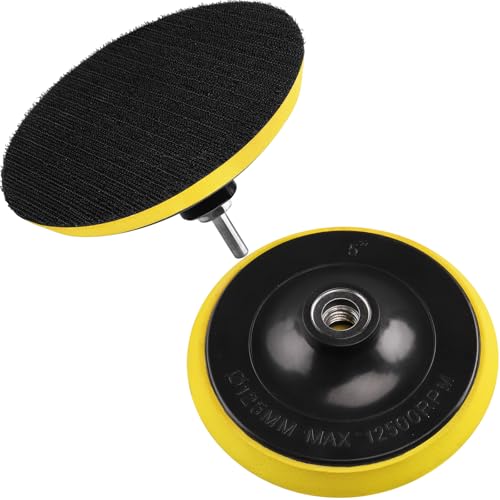 MOGRQAP 2 Stück Klett Schleifteller Polierpad 125 mm, Schleifteller Adapter mit M14-Bohradapter 5 Zoll Klettverschluss Schleifen Polieren Pad Polierpad Adapter für Bohrmaschine Polierer-Zubehör - Gelb MOGRQAP 2 Stück Klett Schleifteller Polierpad 125 mm, Schleifteller Adapter mit M14-Bohradapter 5 Zoll Klettverschluss Schleifen Polieren Pad Polierpad Adapter für Bohrmaschine Polierer-Zubehör - Gelb von MOGRQAP