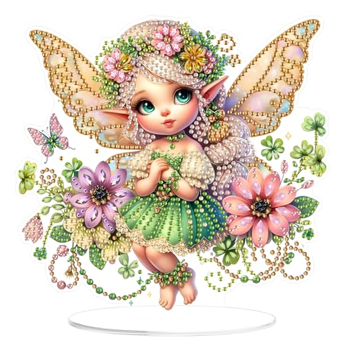 MOGTAA 5D Diamond Painting Fee Desktop Deko für Erwachsene Kinder, Blume Diamond Painting Tisch Deko Set, DIY Diamant Painting Bilder Bastelset Kreativ Set für Zimmer Büro Desktop von MOGTAA