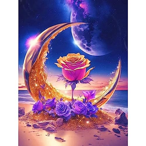 MOGTAA 5D Blume Diamond Painting Set, Landschaft Diamant Painting für Erwachsene Anfänger, DIY Diamond Art Strand Diamant Malerei Bilder für Home Dekor 30x30cm von MOGTAA