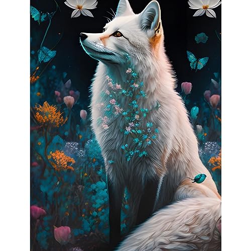 MOGTAA Diamond Painting Blume Füchse Set, 5D Tiere Diamant Painting Bilder für Erwachsene Kinder, DIY Diamond Art Landschaft Diamant Malerei Bilder für Heimdecor 30x40cm von MOGTAA