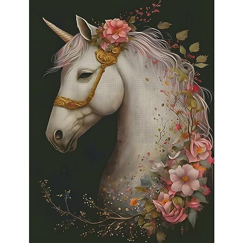 MOGTAA Pferd Diamond Painting Erwachsene, 5D Blume Diamant Painting Bilder Set, DIY Diamond Art Tiere Diamant Malerei Bilder für Home Dekor 30x40cm von MOGTAA