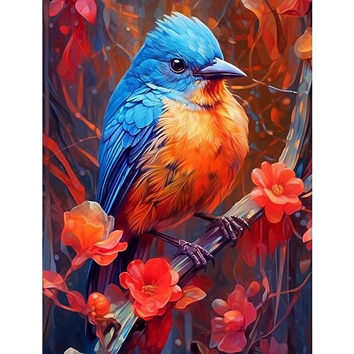 MOGTAA Buntes Vogel Diamond Painting Erwachsene, 5D Blume Diamant Painting Bilder Set, DIY Diamond Art Tiere Diamant Malerei Bilder für Home Dekor 30x40cm von MOGTAA