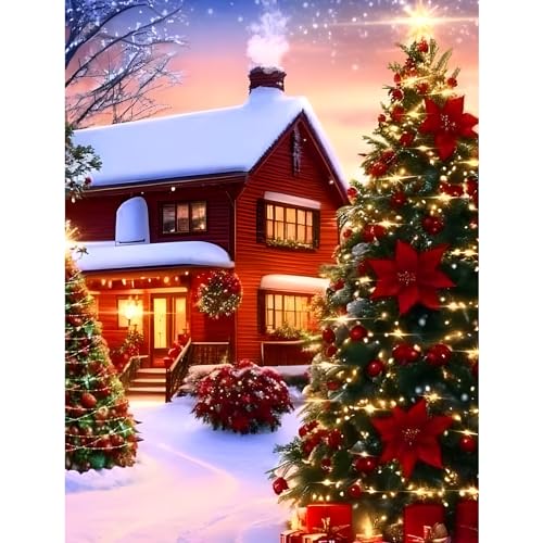 MOGTAA Weihnachten Diamond Painting Kits für Erwachsene Kinder, 5D Winter Diamant Painting Bilder für Anfänger, DIY Diamond Art Landschaft Diamant Malerei Set für Home Dekor 30x40cm von MOGTAA