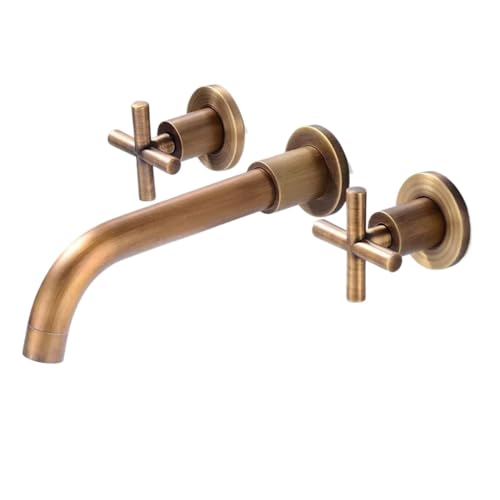 Badewannen-Waschtisch-Mischbatterie, Wandmontage, 3-teilig, schwarzer Wasserhahn, Doppelgriff, Spülbeckenhahn fürs Badezimmer(Color3) von MOHUIED