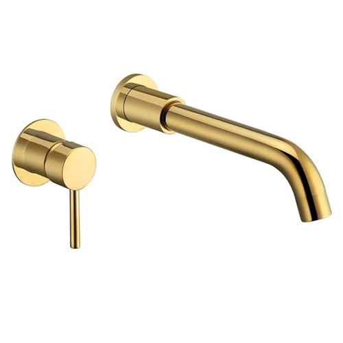 Badezimmer-Mischbatterie, Wandmontage, Einhebelmischer, Rotguss, Waschbecken, Wasserhahn, heißes und kaltes Wasser, Bad, Schwarz, Weiß, Roségold fürs Badezimmer(Color 15) von MOHUIED