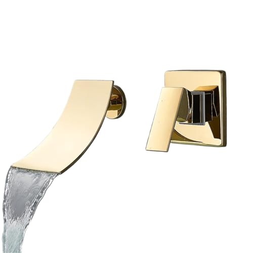 Badezimmerarmatur Mattschwarz Wandmontierte Wasserfall-Waschtischarmaturen Einhebel-Waschtischarmaturen Heiß-Kalt-Mischbatterie fürs Badezimmer(Color5) von MOHUIED