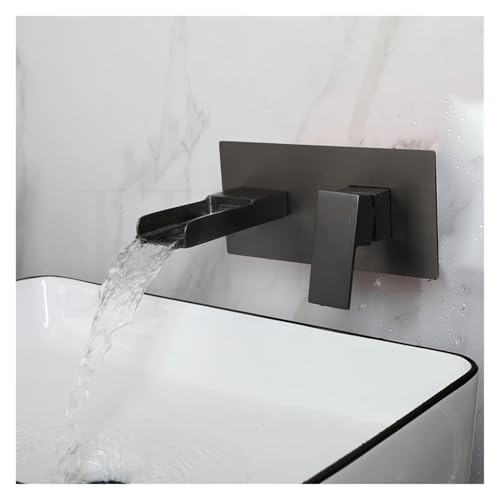 Chrom & Gun Grau Badezimmer Badewanne Wasserhahn Wasserfall Wasser Outlet Wandmontage mit Embedded Box fürs Badezimmer(Color 4) von MOHUIED