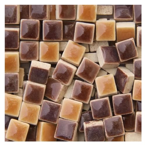 MOHUIED 100 g Keramik-Mosaikfliesen for Selbermachen, Glasspiegel, handgefertigte Ornamente, Fliesen, Wandhandwerk, bunter Kristall for dekorative Materialien für Badezimmer, Küche(Brown Mix) von MOHUIED