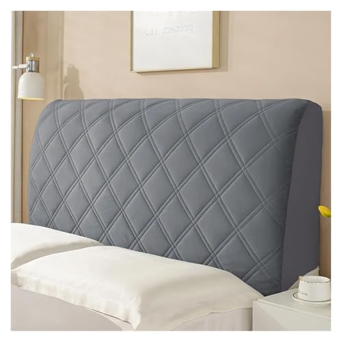 MOHUIED All-Inclusive-Kopfteilbezug, weich und glatt, gesteppt, aus dickem Samt, einfarbig, Schutzbezug for die Bettrückseite für gepolsterte Schlafzimmer Kopfteil(Dark Grey,150cm) von MOHUIED