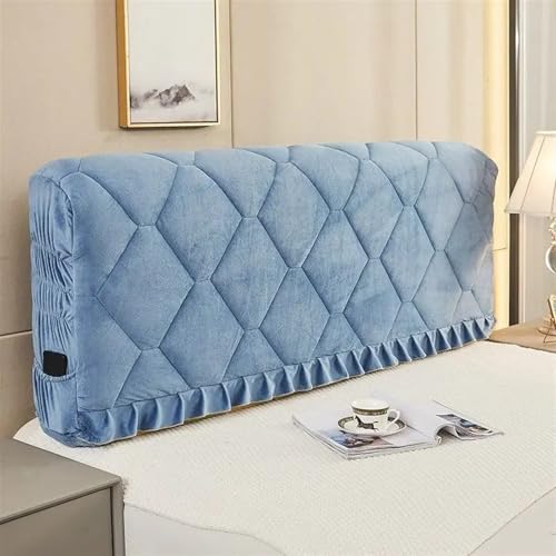 MOHUIED All-Inclusive-Kopfteilbezug aus dickem Samt, weicher Korallenvlies, gesteppter Kopfteilbezug fürs Bett, einfarbig für gepolsterte Schlafzimmer Kopfteil(Light Blue,W190cm x H70cm) von MOHUIED