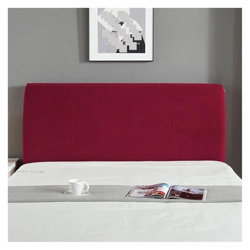 MOHUIED Elastischer, Dicker All-Inclusive-Kopfteilbezug fürs Bett, einfarbig, Polarfleece for Zuhause, solide Heimtextilien mit Langer Rückseite für gepolsterte Schlafzimmer Kopfteil(Wine red,220cm) von MOHUIED